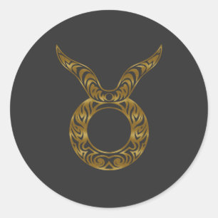 Stier Zodiac - Tribal Gold Ronde Sticker
