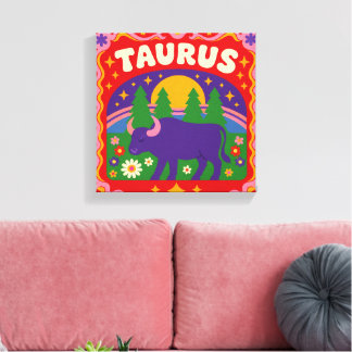 Stier Zodiac Wandkunst Canvasprint – Kleurrijke Fo Canvas Afdruk