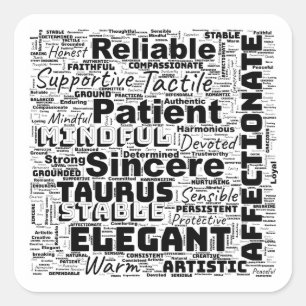 Stier Zodiac Word Cloud Inspiratie Vierkante Sticker