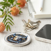 Stier Zodiacus Stier Embleem Met Gouden Ring Sleutelhanger (Zijkant)