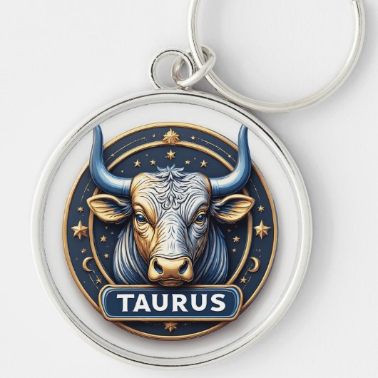 Stier Zodiacus Stier Embleem Met Gouden Ring Sleutelhanger (Voorkant)