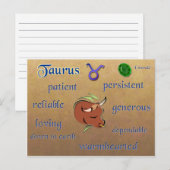 Stier-zodiakarakteristieken briefkaart (Voorkant / Achterkant)