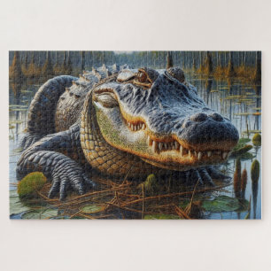 Stieralligator in moeras legpuzzel