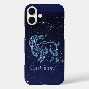 Stierbeeld Steenbok en Dierenriemteken met Sterren iPhone 16 Plus Hoesje