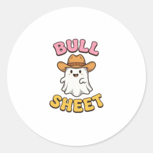 Stierblad Schattig Spook Cowboy Vintage Grappig T- Ronde Sticker