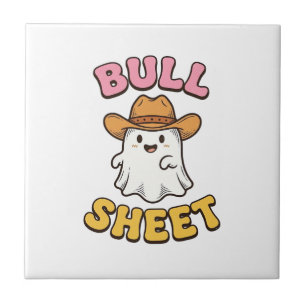 Stierblad Schattig Spook Cowboy Vintage Grappig T- Tegeltje