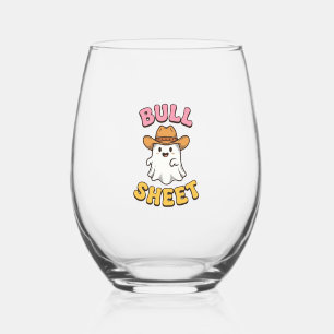 Stierblad Schattig Spook Cowboy Vintage Grappig T- Wijnglas Zonder Voet