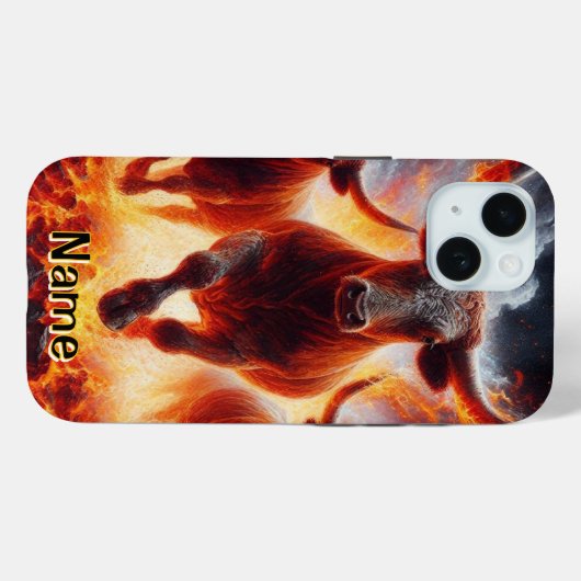 Stieren laden door een vurig landschap Case-Mate iPhone case (Achterkant (horizontaal))