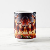 Stieren laden door een vurig landschap koffiemok (Center)