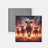 Stieren laden door een vurig landschap magneet (Voorkant / Achterkant)