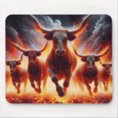Stieren laden door een vurig landschap muismat (Voorkant)