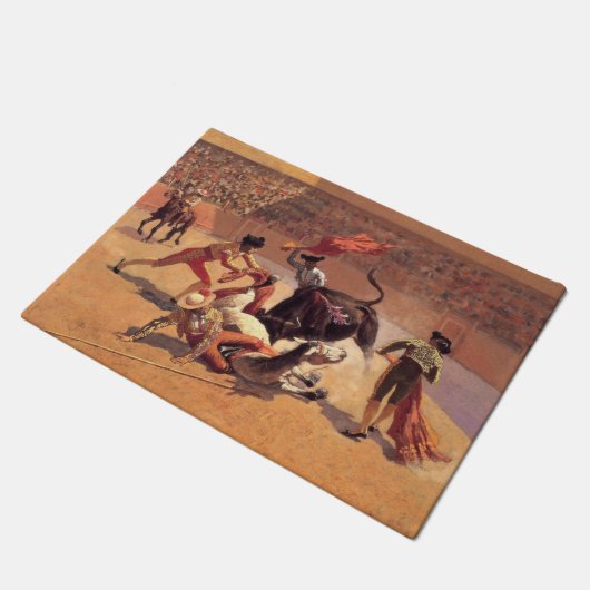 Stierengevecht in Mexico (door Frederic Remington) Deurmat (Schuin)