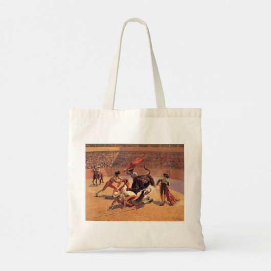 Stierengevecht in Mexico (door Frederic Remington) Tote Bag (Achterkant)