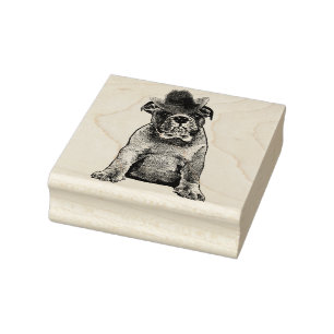 Stierenhond met cowboy pet dierenhuisdier kunst rubberstempel
