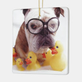 **STIERENHOND MET RUBBEREN EENDEN** KERSTMIS ORNAM KERAMISCH ORNAMENT (Links)