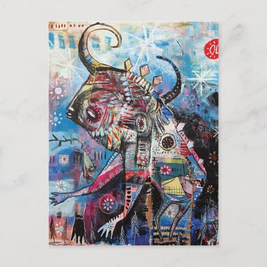 stierenjongen wordt een leeuw briefkaart (Voorkant)