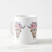 Stierenschedel en kleurrijke Rozen en knoppen Koffiemok (Voorkant links)