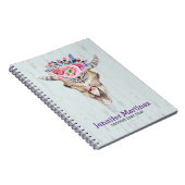 Stierenschedel met roze bloem en hoorns notitieboek (Rechterzijde)
