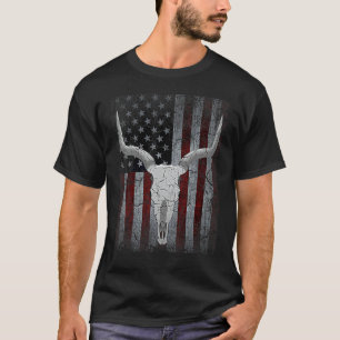 Stierenskelet Amerikaanse Vlag Koeien schedel West T-shirt