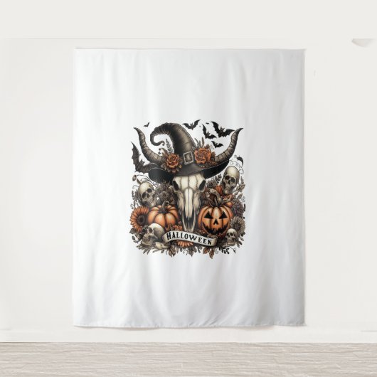 Stierenskelet Halloween Koe Wandkleed (Voorkant)