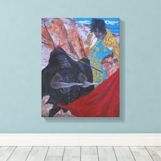 Stierenvechten Canvas Afdruk (Insitu (Houten vloer))