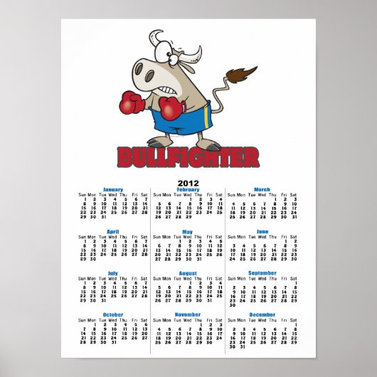 stierenvechter grappige bokser stier cartoon perso poster (Voorkant)