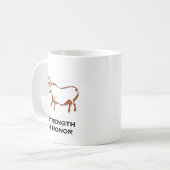 Stierkracht en eer shirt bruin koffiemok (Voorkant links)