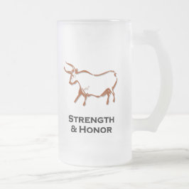 Stierkracht en eer shirt bruin matglas bierpul