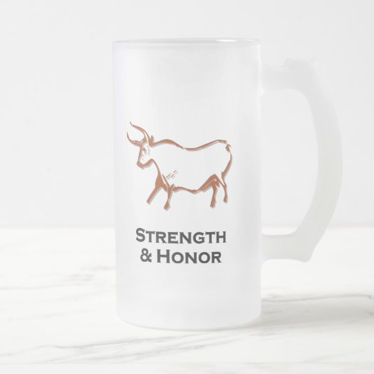 Stierkracht en eer shirt bruin matglas bierpul (Rechts)