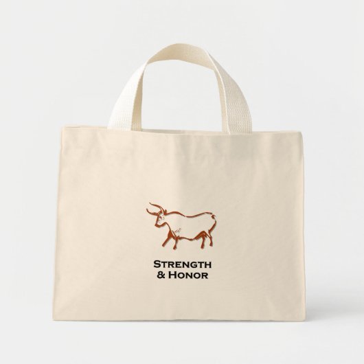 Stierkracht en eer shirt bruin mini tote bag (Voorkant)