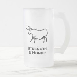 Stierkracht en eer zwart matglas bierpul