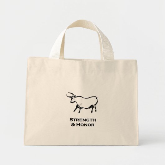 Stierkracht en eer zwart mini tote bag (Voorkant)