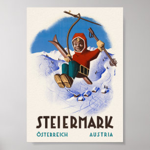 Stiermarken Oostenrijk Vintage Reisposter Poster