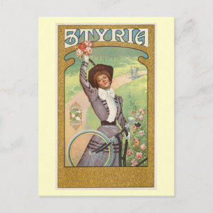 Stiermarken, vrouw met fiets, circa 1895 Vintage Briefkaart