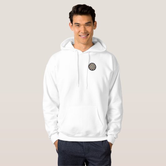 stiert ogen op een dartboard; hoodie (Voorkant volledig)