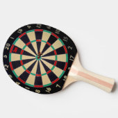 stiert ogen op een dartboard; tafeltennisbatje (Zijkant)