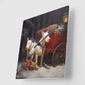 Stierterriër Sneeuw Slede Kerst Decoratie Vierkante Klok (Hoek)