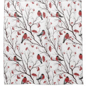 Stiervink Vogels en bessen Marsala Rood Douchegordijn (Voorkant)
