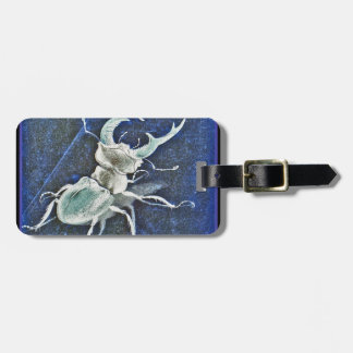 Stiff Competition Blue Stag Beetle Bagagelabel