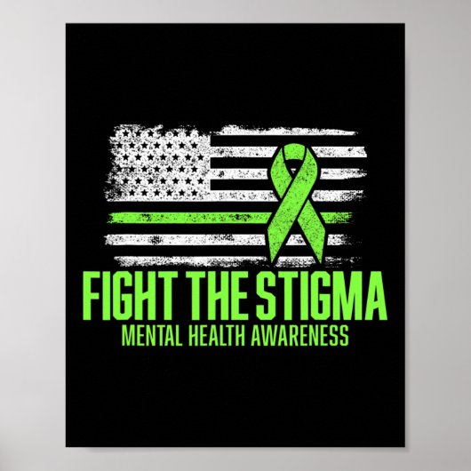 Stigma American Flag Mental Health Aware Poster (Voorkant)