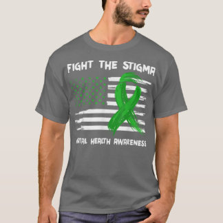 Stigma Green American Flag Mental Health T-shirt