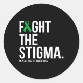 Stigma Green Ribbon Mental Health Ronde Sticker (Voorkant)