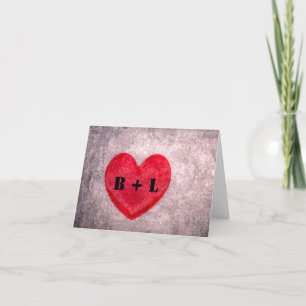 Stijfsel Hart Monogram Notitiekaartje