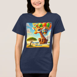 Stijg boven de Stress Giraffe Hete Luchtballon Tri-Blend Shirt