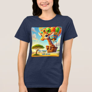 Stijg boven de Stress Giraffe Hete Luchtballon Tri-Blend Shirt
