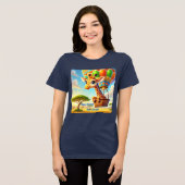 Stijg boven de Stress Giraffe Hete Luchtballon Tri-Blend Shirt (Voorkant volledig)