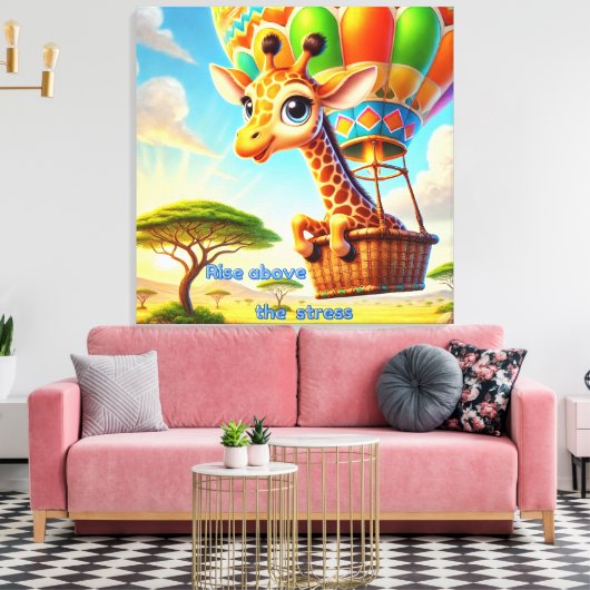 Stijg boven de stress - verheffende Giraffe Canvas Afdruk (Insitu (Woonkamer))