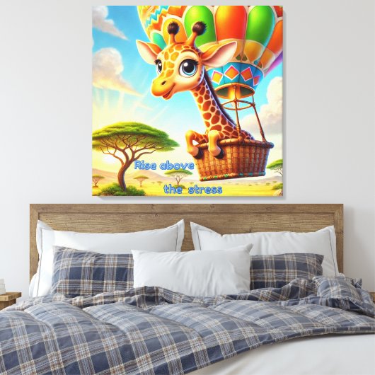 Stijg boven de stress - verheffende Giraffe Canvas Afdruk (Insitu (Slaapkamer))