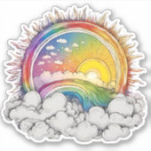 Stijg Boven de Wolken Regenboog Waterdicht Sticker (Voorkant)