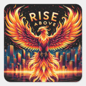 Stijg boven Phoenix Vierkante Sticker (Voorkant)